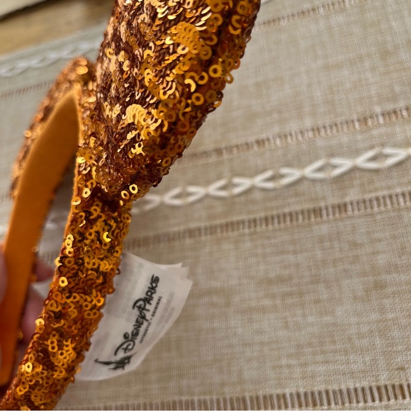 Purple Fabric and  Orange Sequin Mouse Ears Headbands - Picture 9 of 10